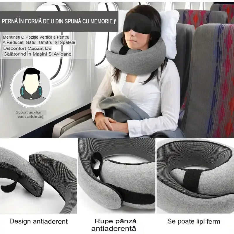 Pernă de călătorie ergonomică, tip melc