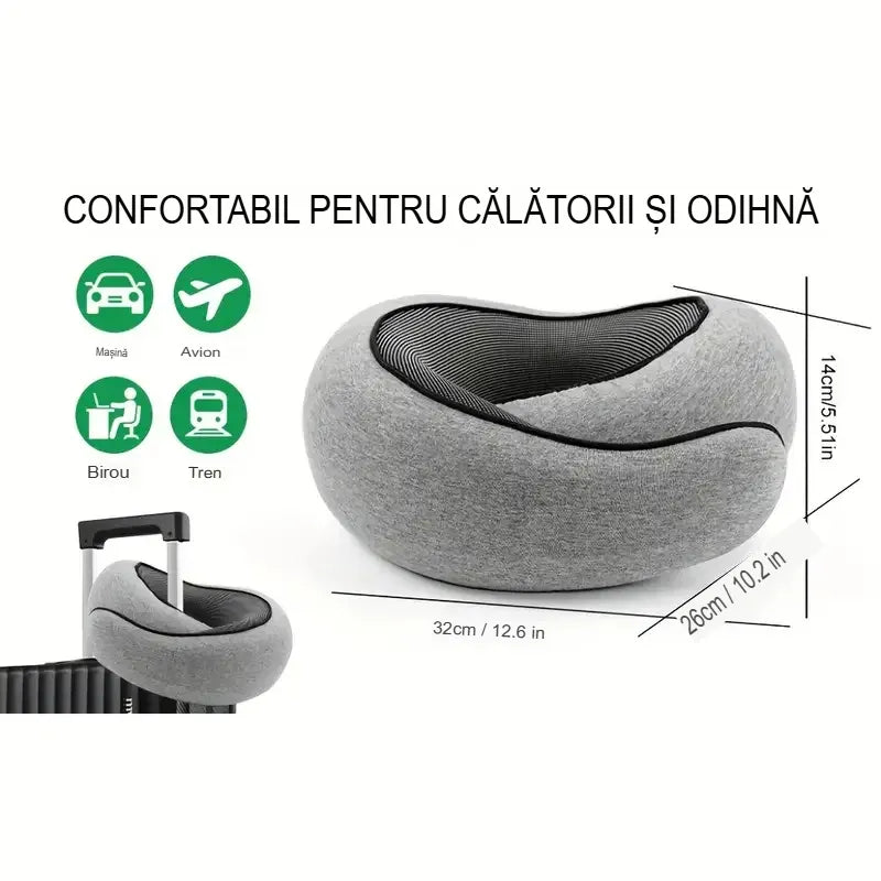 Pernă de călătorie ergonomică, tip melc